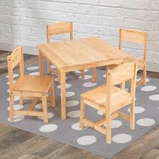 Farmhouse Wood Table And 4 Chairs Set Multiple Colors Walmart Com In 2020 Wooden Table And Chairs Kids Wooden Table Kids Table And Chairs
