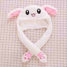 1pc 60cm Funny Pikachu And Rabbit Hat With Ears Moving Plush Toy Stuffed Soft Creative Hat Dolls Children Cute Birthday Gift In 2021 Cute Hats Rabbit Hat Kawaii Accessories