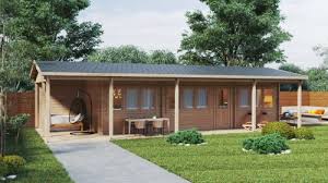 Two Bedroom Log Cabin With Large Veranda Edward 37m2 6 X 13 M 70mm Summer House 24 Blockhaus Haus Sommerhaus