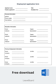 As an example of hr forms, your leave application form should be created in a professional manner. Employee Application Form Leave Board