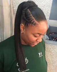 'cause round faces deserve some fringe benefits too! 30 Classy Black Ponytail Hairstyles Black Ponytail Hairstyles Hair Styles Weave Ponytail Hairstyles