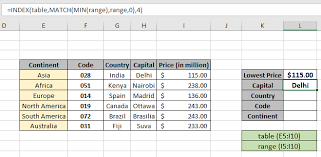 Lookup Lowest Match Using Index Match Function