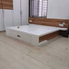 Bed Front Drawer White And Wood Contrast Design And Made By Me Karan Jangid Bedroom Furniture Design Bedroom Bed Design Bed Furniture Design