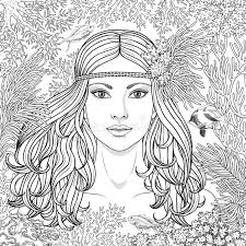 Coloring Page Girl Curly Hair Stock Illustrations