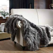 Discover bed throws on amazon.com at a great price. Amazon Com Luxury Faux Fur Throw Blanket Grey And Black High Pile Mixed Throw Blanket Super Warm Fuzzy Elegant Fluffy Decoration Blanket Scarf For Sofa Couch And Bed 50 X 60 Kitchen Dining