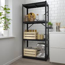 Bror Shelving Unit Black 33 1 2x15 3 4x74 3 4 This Storage System Is Our Interpretation Of Heavy Metal Sturd In 2020 Kitchen Shelving Units Shelving Unit Shelves