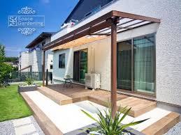 庭 外構施工例 詳細 テラス屋根 おしゃれ 玄関 屋根 おしゃれ デッキ テラス