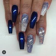 Pink nail polish on rounded shaped nail. The Quintessential Handbook To Navy Blue Nails Prom Acrylic 78 Akkrab Com