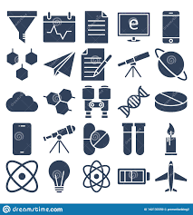 Science And Technology Isolated Vector Icons Set Consist