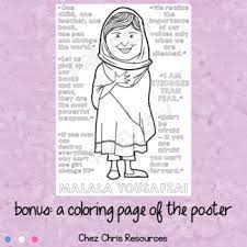 Illustration & coloring page of malala yousafzai from sheroes of our time: Malala Yousafzai A Collaborative Poster By Chez Chris Tpt