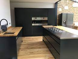 Finished Kitchen In F B Black Blue Wren Kitchen Handleless Kitchen New Kitchen