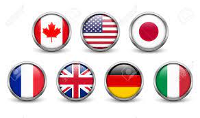 Each flag has a description and it is also indicated which colours are used and what the original in addition to the information about the flags of the world you will also find information about all countries. Flags Of G7 Countries Button With Metal Frame And Shadow Royalty Free Cliparts Vectors And Stock Illustration Image 75226034