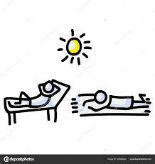 Download Two Sunbathing Vector Stick Figure Person Tanning In Sun Hand Drawn Isolated Human Doodle Icon Motif Elem Stick Figures Pictogram How To Draw Hands