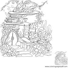 Free tree house coloring pages. Coloring Page Of A Fairy Tree House