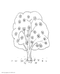 Then tell him to bring out his green and brown crayons and color the this smiling spring tree is bursting with flowers. Spring Nature Coloring Page Blossom Tree Coloring Pages Printable Com