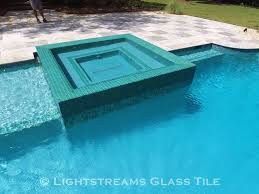 Lightstreams Renaissance Collection Celadon 2x2 Tiles Used For This Glass Tile Spa And Pools Waterline Pool Glass Tile Installation