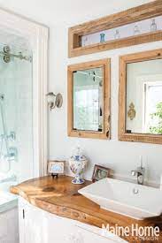 Check spelling or type a new query. I Love The Detail Window Above The Mirrors And The Natural Wood Vanity Top Wood Countertop Bathroom Top Bathroom Design Rustic Bathrooms