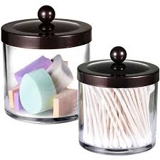 Check spelling or type a new query. Premium Quality Plastic Apothecary Jars Qtip Holder Bathroom Vanity Countertop Storage Organizer Canister Clear Acrylic For Cotton Swabs Rounds Balls Makeup Sponges Bath Salts 2 Pack Bronze Buy Online In Antigua And Barbuda