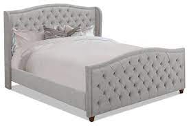 A tall headboard and timeless wingback design, this bed frame looks amazing in any room setting. Marcella Tufted Wingback Bed Frame Set Transitional Panel Beds By Jennifer Taylor Home Houzz