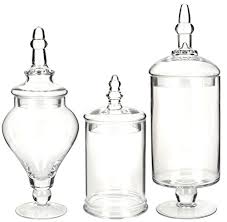 I adorned with bottom with a tattered piece of burlap. Mantello Decor Glass Apothecary Jars Clear Medium Large Set Of 3 Decorative Jars Home Kitchen