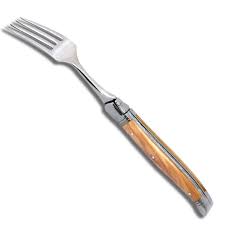 Set Of 6 Laguiole Forks With Wood Handle And Stainless Steel Bolsters