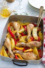 Pollo patate e peperoni al forno. Pollo Al Forno Con Peperoni E Patate Pasticciando Con Magica Nana