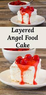 Layered Angel Food Cake Baked In A 9 X 13 Pan With A Creamy Cream Cheese Filling Covered With Angel Food Creamy Dessert Recipes Cookies Recipes Chocolate Chip