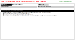 Pattern Wheel Maker Job Description Duties