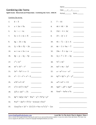 Combining Like Terms Worksheet Pdf Combining Like Terms Like Terms Worksheets