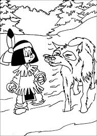 Yakari With Wolves On Forest Coloring Pages For Kids Gyy Printable Yakari Coloring Pages For Kids
