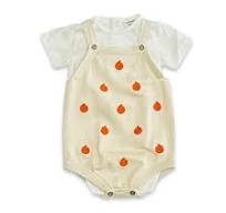 Orange Embroidered Knit Baby Romper Set (Organic Cotton)