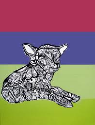 Lamb Zentangle Art Print Farm Animal Archival Print Pink Purple Green Tribal Nursery Wa Zentangle Art Zentangle Animals Tribal Nursery Wall Art