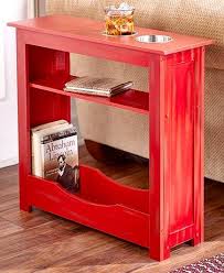 Slim Rustic Side Table With Cup Holders Diy Side Table Rustic Side Table Side Table Decor