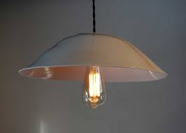 Wide Hand Thrown Porcelain Pendant Lamp Pottery Lighting Porcelain Lampshade Lamp