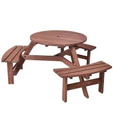 Costway 6 Person Outdoor Wood Picnic Table Walmart Com Wooden Picnic Tables Round Picnic Table Picnic Table Bench