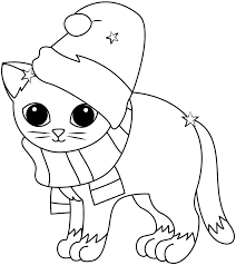 Christmas Kitten Coloring Page | Free Printable