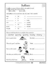 1st Grade 2nd Grade Reading Writing Worksheets Suffixes Ful And Ly Greatkids Suffixes Worksheets Prefixes And Suffixes 2nd Grade Worksheets