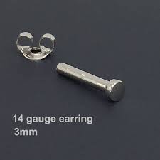 14 Gauge Earring 14g Gauged Stud Earring Silver Cartilage Etsy Gauged Earrings 14 Gauge Earrings Stud Earrings For Men