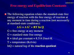T = temperature (kelvin) lnq = natural log of the reaction quotient. Ppt Gibbs Free Energy And Equilibrium Constant Powerpoint Presentation Id 4499916