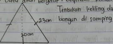 Rumus ini sendiri, sama dengan rumus keliling segitiga biasa. Tentukan Keliling Segi Tiga Sama Sisi Dengan Alas 23cm Tinggi20cm Brainly Co Id