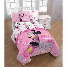 This set comes adorned with a cute blushing minnie design and includes a comforter, flat and fitted sheets, and. Disney Minnie Mouse Pink White Kid S 3 Piece Twin Bed Sheet Set Walmart Com Walmart Com