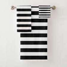 Black And White Striped Bath Towels Modern Black And White Striped Bath Towel Set Zazzle Com In 2020 White Bathroom Decor Striped Bath Towels Bathroom Decor