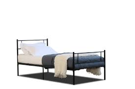 Single bed frame, blue wooden platform bed frame with headboard and footboard. Home Treats Single Metal Bed Frame Black Home Treats Uk