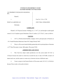 Check spelling or type a new query. 1347 Property Ins V Foley Lardner Complaint Complaint Limited Liability Partnership