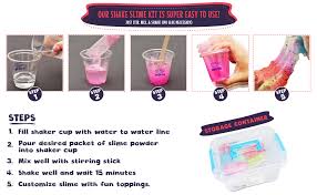 This is a fun slime to make. Amazon Com No Glue Shake Slime Kit For Girls And Boys Everything You Need For 10 Kinds Of Shaker Slime No Mess Just Add Water Mix And Shake Includes Fun Toppings And Take Home
