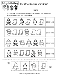 These free christmas worksheets are filled with fun learning activities for kids. Kindergarten Worksheets There Are 4 Unique Patterns Of Christmas Cookies In This Free Activity Worksheet Kids Have To Cut Out The Cookies And Paste The One That Comes Last In Each