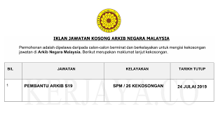 Peperiksaan online pambantu pembangunan masyarakat gred s19 2019. Jawatan Kosong Terkini Arkib Negara Malaysia 26 Kekosongan Jawatan Pembantu Arkib Gred Spm Di Buka Kerja Kosong Kerajaan Swasta