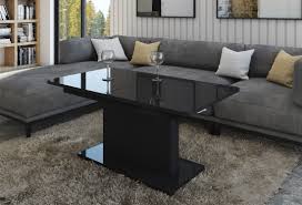 Black modern side highlight glass top coffee table w/shelf living room rectangle. Opti Extending Coffee In To A Dining Table Hull Furniture Convertible And Extendable