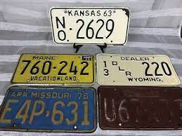 Vintage License Plates Lot Of 5 Kansas Maine Wyoming 50s 60s 70s Man Cave Vintage License Plates License Plate 70s Men