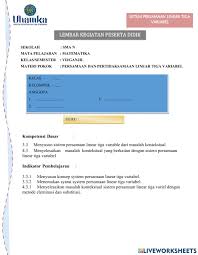 {(0, 10), (5, 0)} b. Ejercicio De Lkpd Sistem Persamaan Linear Tiga Variabel Spltv
